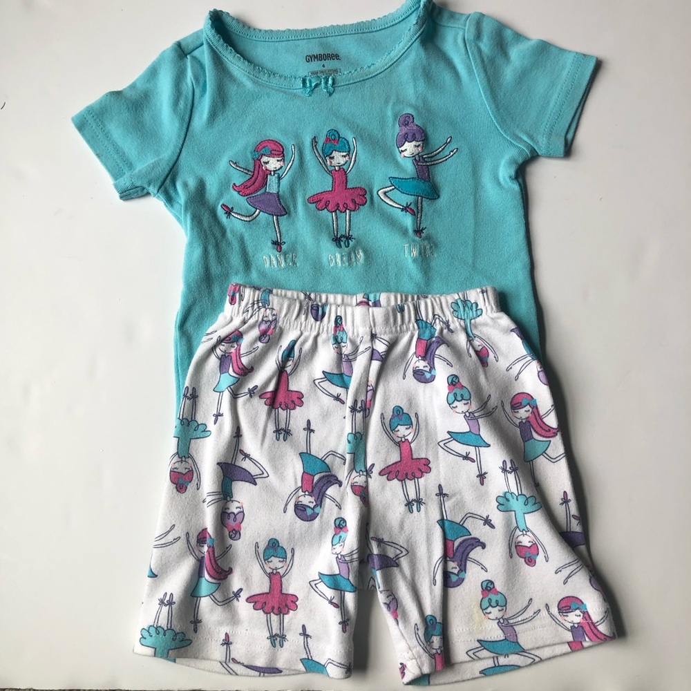 Gymboree Teal and White Ballerina Pajama Set